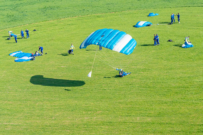 Skydiver coming into land