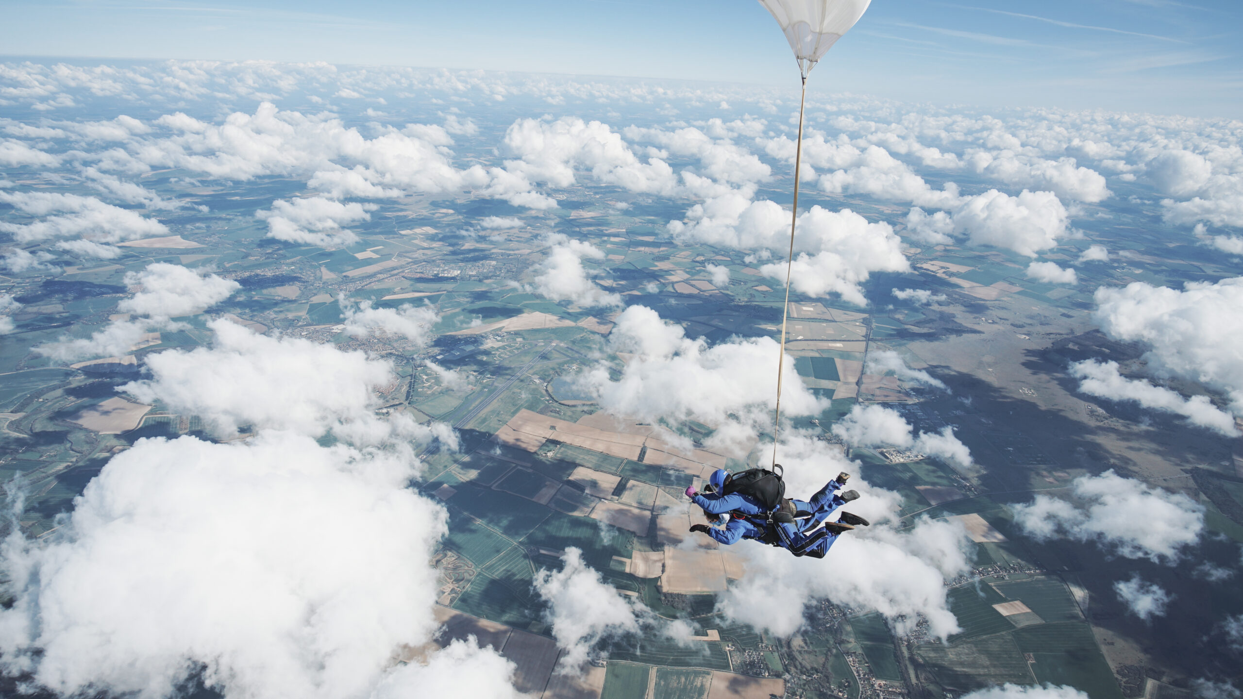 Tandem Skydiver in freefall with instructor