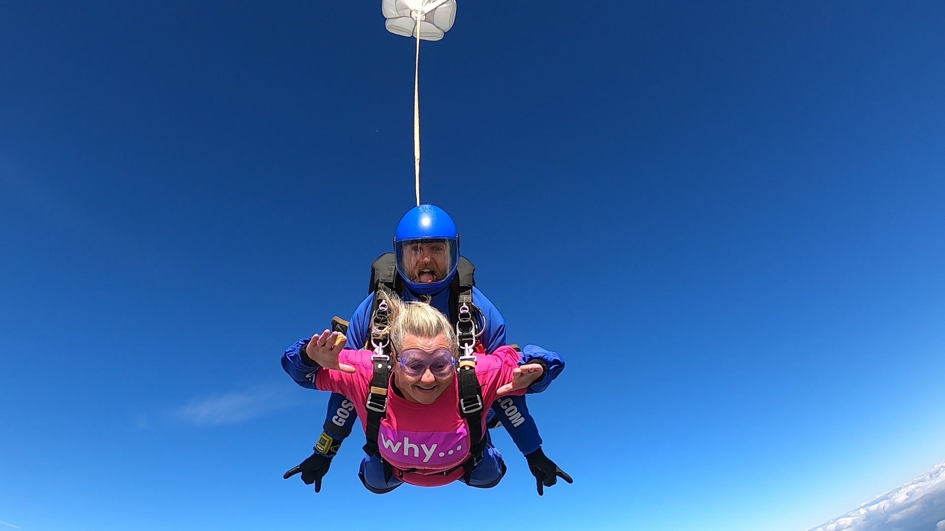 Charity Skydiver in freefall