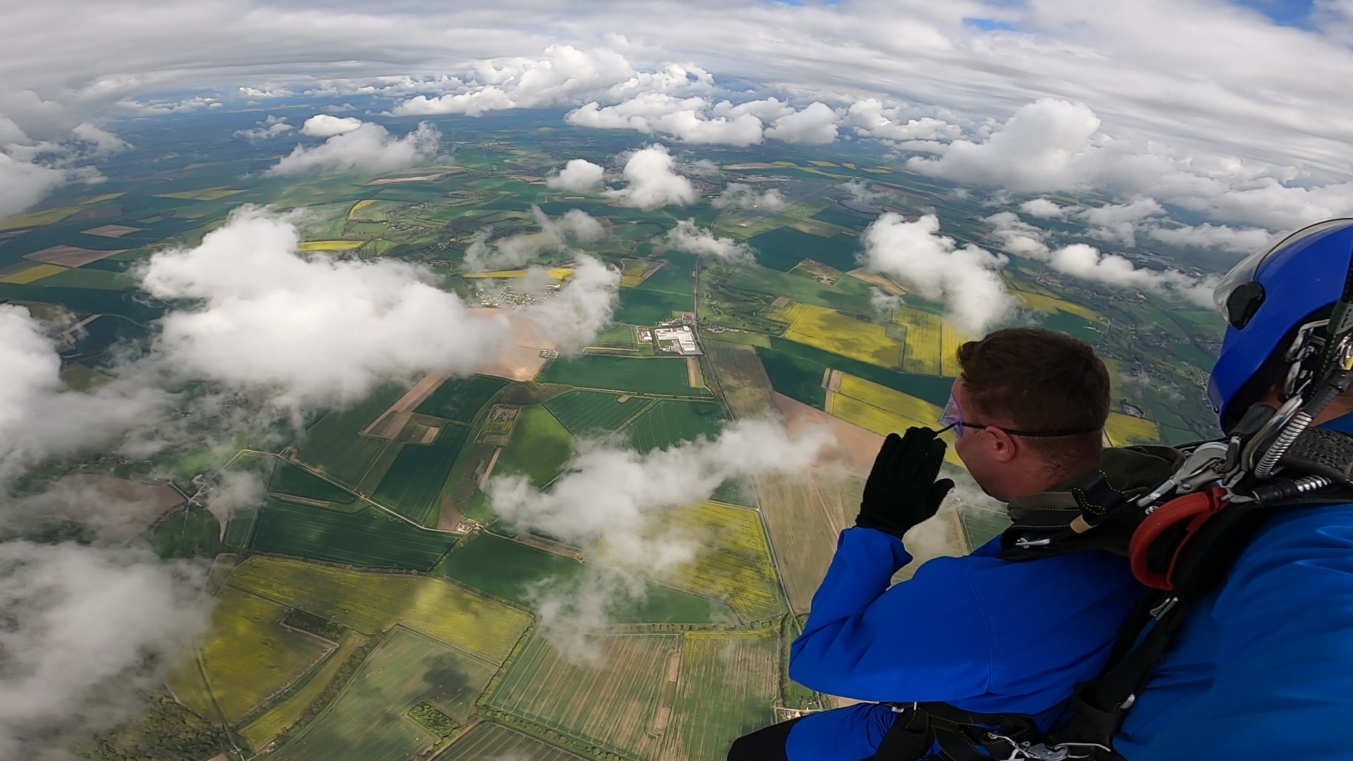 Skydiver on edge of the plane before exit