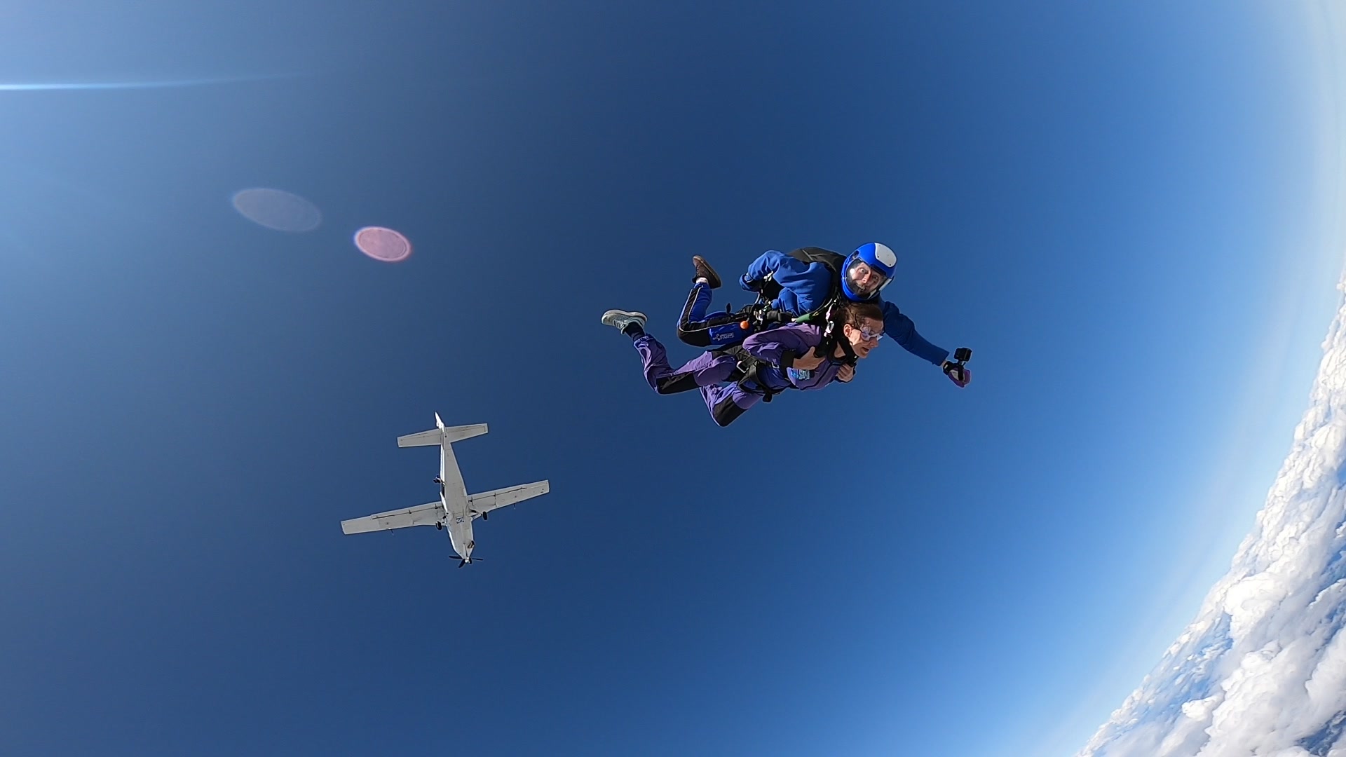 Skydivers in freefall